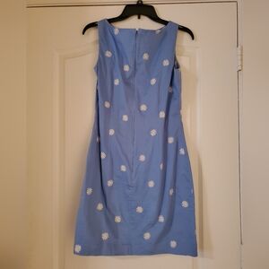 Blue Dress with White Floral Pattern